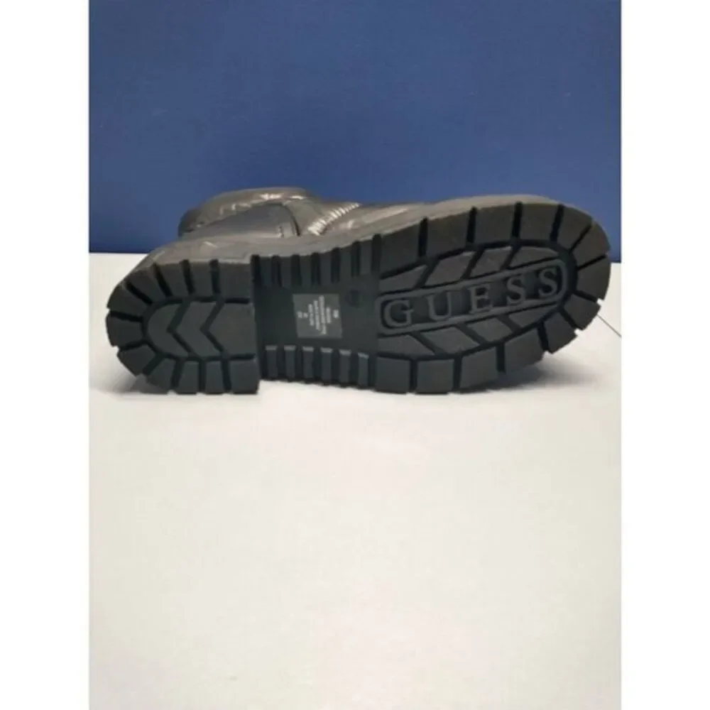 Guess Winter Ankle Snow Boots Womens Size 6.5 Black Leather Puffer‎ Pull On